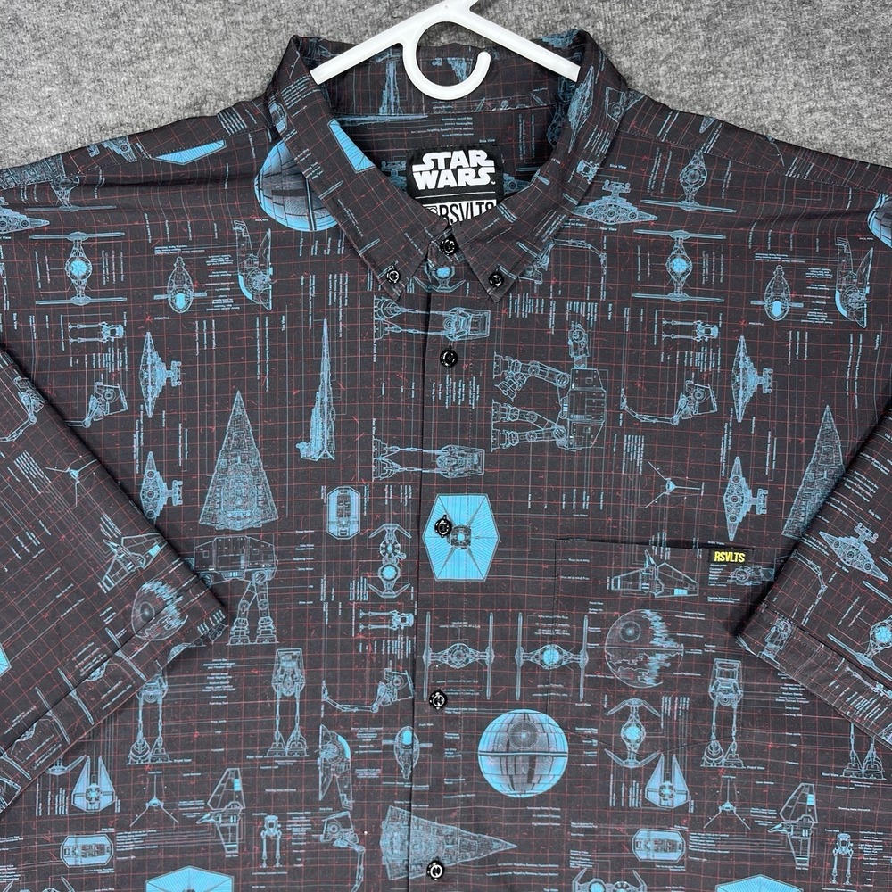 RSVLTS Star Wars shirt Men's 5XL Black Blue Quite Operational Kunuflex button up - Picture 2 of 16